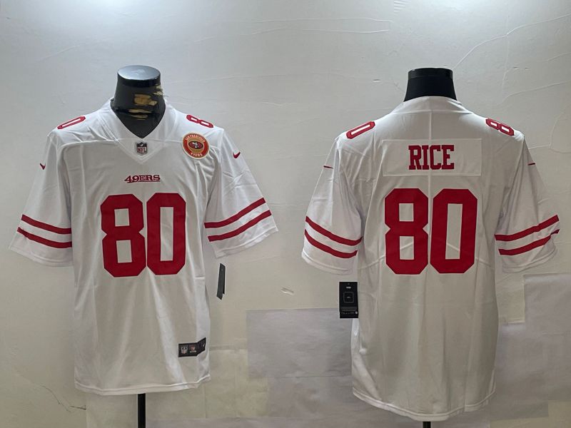 Men San Francisco 49ers #80 Rice White Second generations 2024 Nike Limited NFL Jersey style 5->san francisco 49ers->NFL Jersey